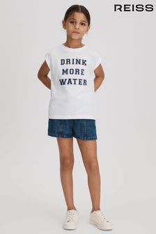 Reiss Ivory Tereza Junior Slogan Crew Neck T-Shirt (N74185) | AED130