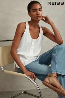 Reiss Ivory Eira Relaxed Cotton Scoop Neck Vest (N74204) | EGP7,920