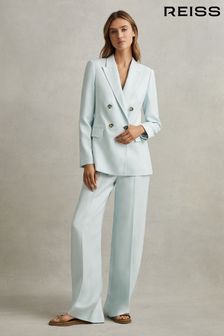 Reiss Lori Viscose Linen Double Breasted Suit: Blazer