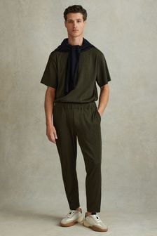 Зеленый - Reiss брюки в рубчик с эластичным поясом Cyrus (N74224) | €149