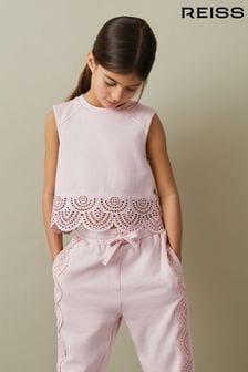 Reiss Pink Sophie 9-13 yrs Cotton Broderie Top Co-Ord (N74232) | $51