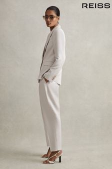 Reiss Light Grey Farrah Petite Tapered Suit Trousers with TENCEL™ Fibers (N74240) | 86,940 Ft