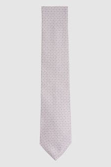 Мягкий розовый - Шелковый галстук с геометрическим принтом Reiss Como (N74251) | €104