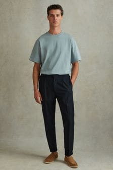 Reiss Faded Denim Tate Oversized Garment Dye T-Shirt (N74268) | OMR36