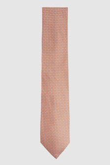 Ярко-оранжевый - Шелковый галстук с геометрическим принтом Reiss Como (N74271) | €104