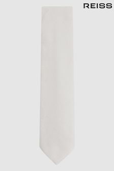 Reiss Cream Giotto Textured Silk Blend Tie (N74281) | OMR51