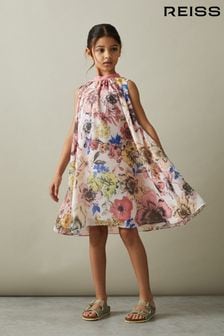 Reiss Pink Kady Floral Print Halter Neck Dress (N74297) | EGP6,750