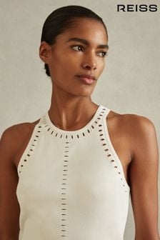 أبيض عاجي - Reiss Cammi Fitted Cut-out Detail Vest (N74299) | 903 ر.س