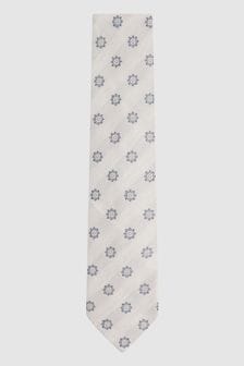 Reiss Ivory Monreale Linen Silk Medallion Print Tie (N74303) | OMR51