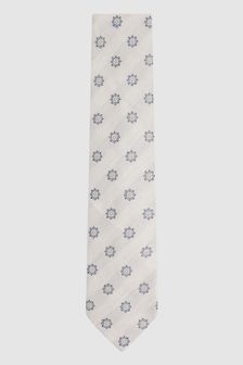 Reiss Monreale Linen Silk Medallion Print Tie