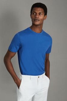 Reiss Lapis Blue Bless Marl Crew Neck T-Shirt (N74305) | 206 QAR