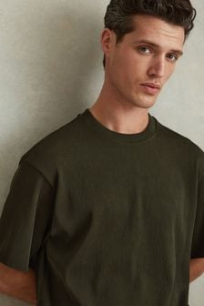Vert - T-shirt oversize Reiss Skyee côtelé à col ras du cou (N74316) | €68