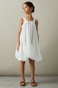 Reiss Ivory Emeri Junior Seersucker Bubble Hem Dress (N74334) | AED504