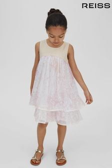 Reiss Pink Daisy Tiered Sequin Dress (N74335) | 588 QAR