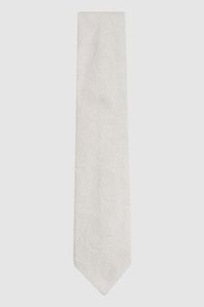 Reiss Sistine Silk Blend Jacquard Paisley Print Tie