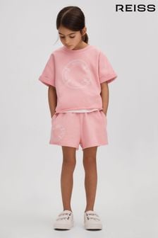 Reiss Pink Leah Junior Crew Neck T-Shirt and Shorts Set (N74343) | 426 QAR