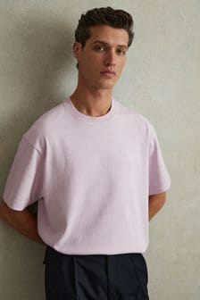 Reiss Light Lilac Tate Oversized Garment Dye T-Shirt (N74360) | SGD 132