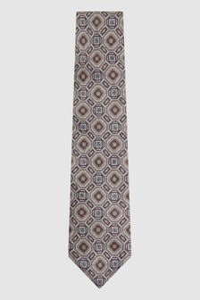 Gris multicolor - Corbata de seda con estampado de medallones Assisi de Reiss (N74364) | 99 €