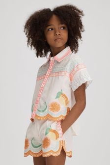 Reiss Ivory Print Cesca 4-9 yrs Cotton Broderie Shirt (N74390) | $80