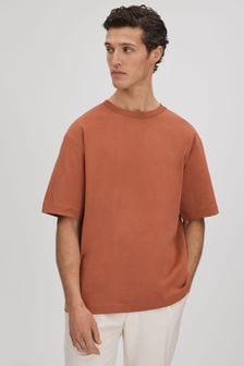 Reiss Raw Sienna Tate Oversized Garment Dye T-Shirt (N74396) | 353 QAR