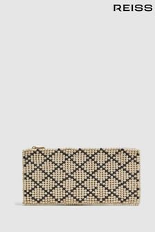 Reiss Natural/Black Etta Wood-Beaded Clutch Bag (N74398) | kr1,604