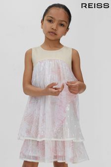 Reiss Pink Daisy Tiered Sequin Dress (N74400) | €125