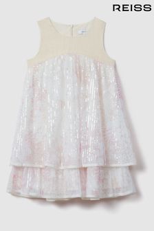Reiss Pink Daisy Tiered Sequin Dress (N74401) | €130
