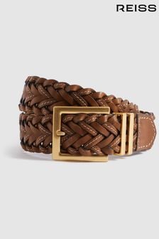 Reiss Tan Brompton Woven Leather Belt (N74403) | KRW198,000