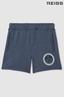 Reiss Airforce Blue Ridley Teen Cotton Motif Sweat Shorts (N74410) | OMR27