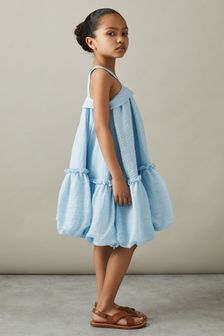 Reiss Blue Emeri Junior Seersucker Bubble Hem Dress (N74416) | €95