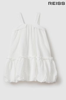 Reiss Ivory Emeri Seersucker Bubble Hem Dress (N74437) | AED576