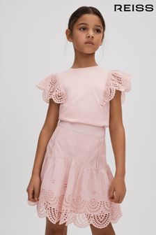 Reiss Pink Sophie Senior Cotton Broderie Top Co-Ord (N74438) | €79