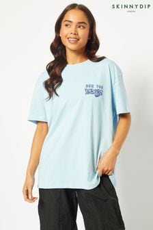 Skinnydip T-shirt bleu oversize à imprimé graphique See You Never (N74553) | €26