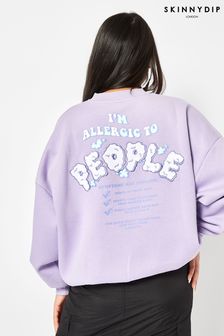 Skinnydip Oversized Purple Allergic to People Sweatshirt (N74558) | kr454