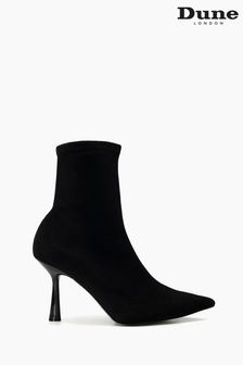 Dune London Black Odella Flare Heel Ankle Boots (N74720) | SGD 310