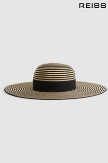 Reiss Black/Neutral Emilia Paper Straw Wide Brim Hat (N74791) | SGD 215