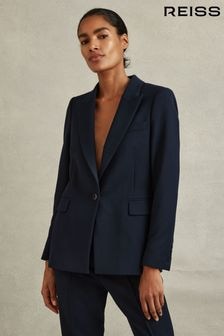 Reiss Navy Gabi Petite Tailored Single Breasted Suit Blazer (N74798) | $350