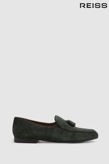 Reiss Forest Green Harry Suede Slip-On Belgian Loafers (N74864) | €271