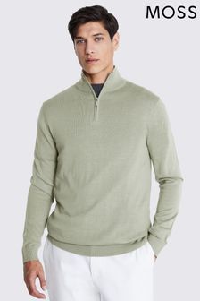 Grün - MOSS Fog Pullover aus Merinomischung mit RV-Kragen (N74880) | 94 €