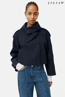 Niebieski - Jigsaw Cropped Cotton Trench Jacket (N74895) | 1,390 zł