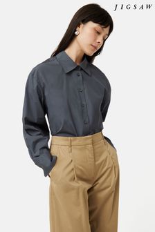 כחול כהה - Jigsaw Cotton Poplin Shirt (N74918) | ‏553 ‏₪