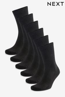 Black Essential Sports Socks 6 Pack (N74955) | $25