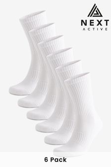 White Essential Sports Socks 6 Pack (N74995) | $25