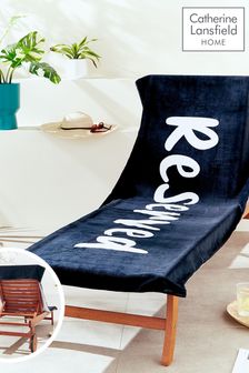 Catherine Lansfield Black Reserved Sun Lounger Extra Long Beach Towel