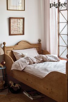 Piglet in Bed Cafe au Lait Kids Gingham Cotton Bedding Set (N75277) | kr1,155