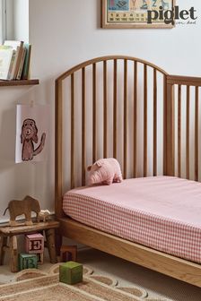 Piglet in Bed Red Dune Gingham Kids Cotton Fitted Sheet (N75283) | 49 €