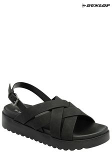 Dunlop Black Ladies Cross-Over Flatform Sandals (N75342) | AED166