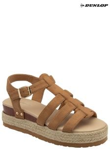 Dunlop Brown Ladies Flatform Espadrille Sandals (N75347) | Kč1,190
