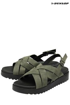 Dunlop Green Ladies Cross-Over Flatform Sandals (N75372) | $48