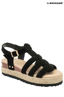 Dunlop Black Ladies Flatform Espadrille Sandals (N75388) | kr389